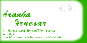 aranka hrncsar business card